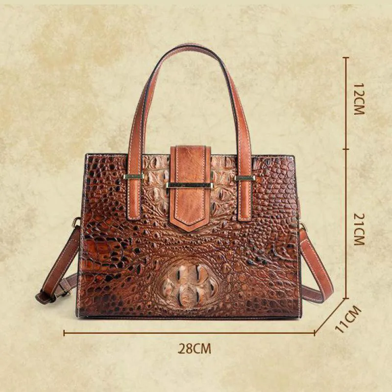 

YourSeason Genuine Leather Ladies Luxury Handbags 2021 Cowhide Women Shoulder Messenger Retro Crocodile Pattern Bags