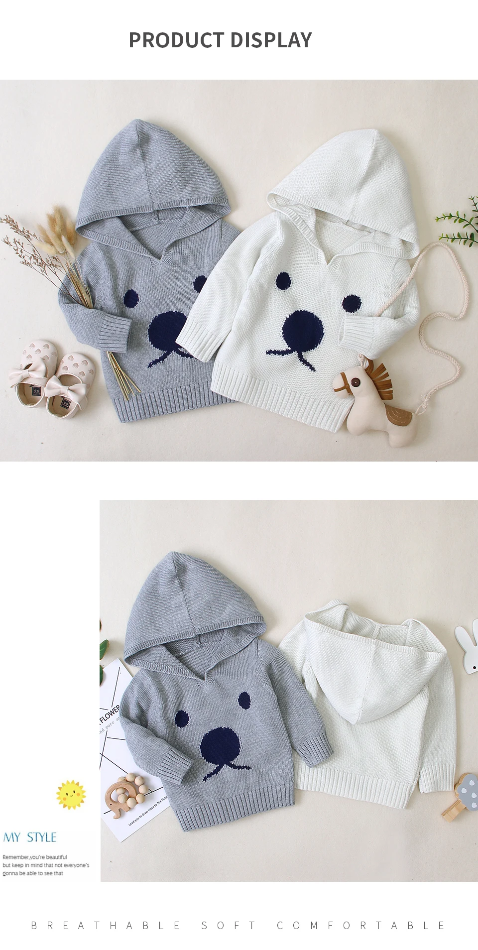 Baby Sweaters For Boys Cartoon Pattern Knitted Newborn Bebe Girls Bunny Jumpers White Outerwear Infant Knitwear Tops 0-2T Autumn