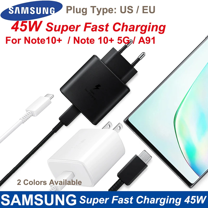 

Samsung Note 20+ Charger 45W USB-C Super Adaptive Fast Charge Charger EP-TA845 For Galaxy Note 10+/20 Ultra/S20/S20 Ultra/S 20+