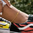 Ножные браслеты для женщин, из нержавеющей стали, с буквами на заказ