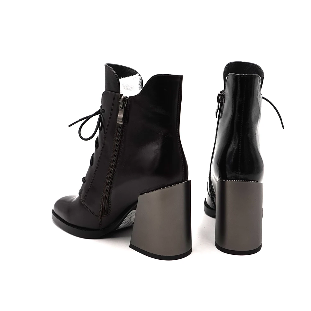 Jual Vale MUDO Musim Dingin Sepatu Bot Tinggi Kualitas Tebal Sepatu Hak Hangat Boots Sepatu Wanita Elegan Kulit Asli Musim Gugur Musim Dingin Hitam DX35