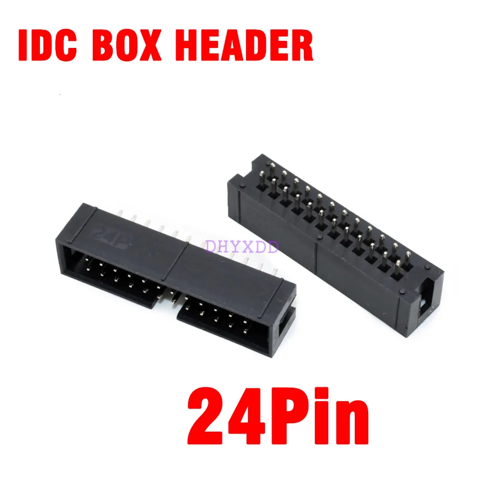 

10pcs 2.54mm 2x12 Pin 24 Pin Straight Male Shrouded PCB Box header IDC Socket