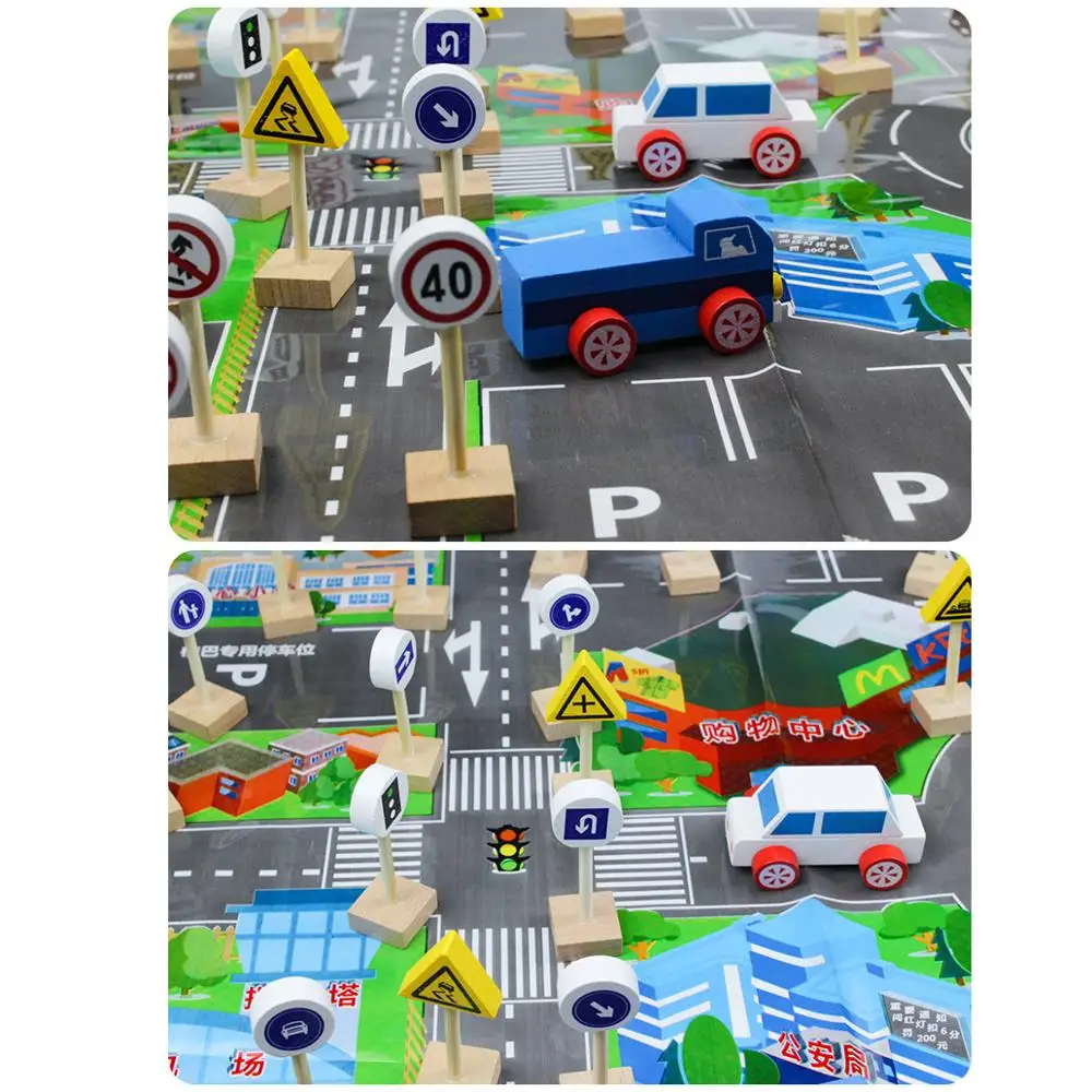 Детская деревянная дорожные знаки блочная Автомобильная игрушка Детские
