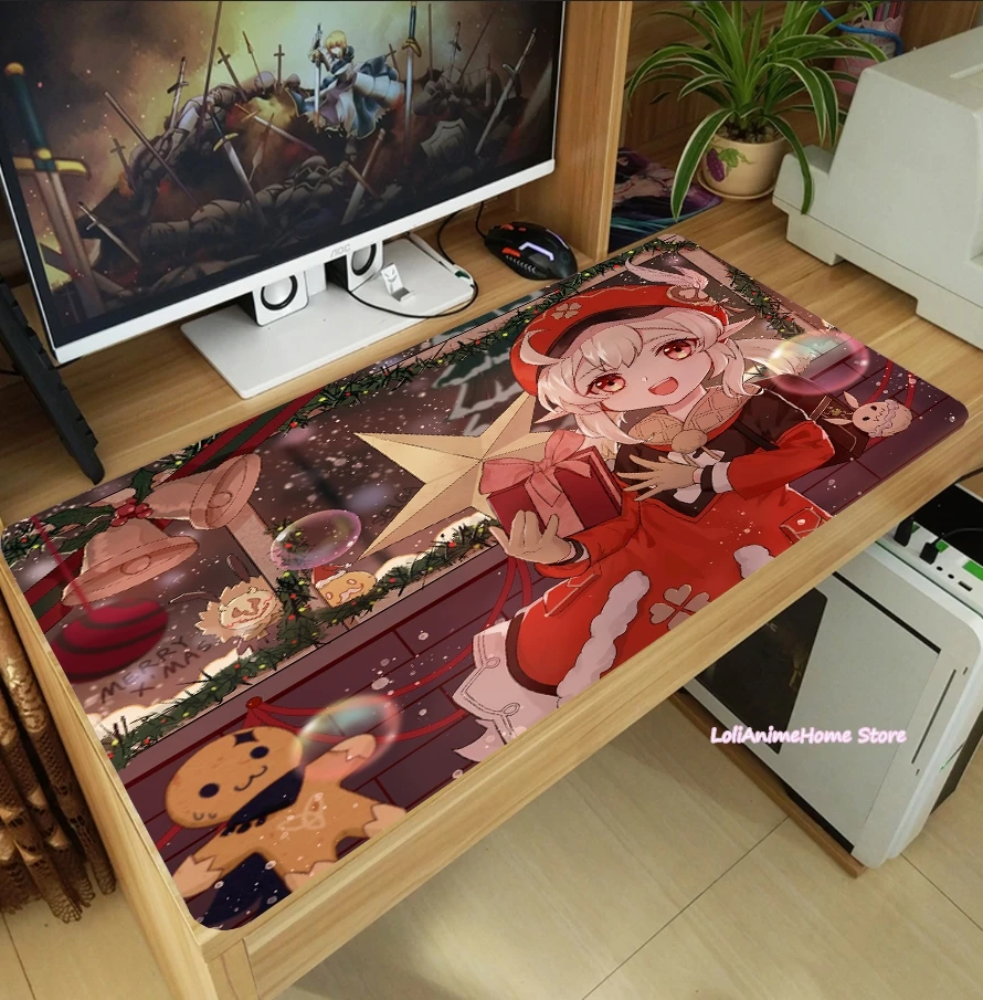 anime genshin impact klee cosplay large mouse pad thicken laptop pc gaming mice mat desk keyboard mat anti slip game playmat free global shipping