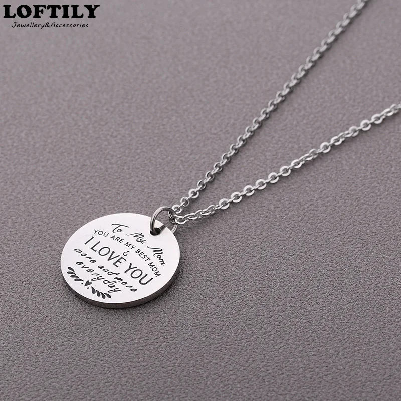 

Woman Necklaces Pendants for Family Mother Stainless Steel Birthday Gift for Mothers Day Gift Jewelry Engrave Necklace