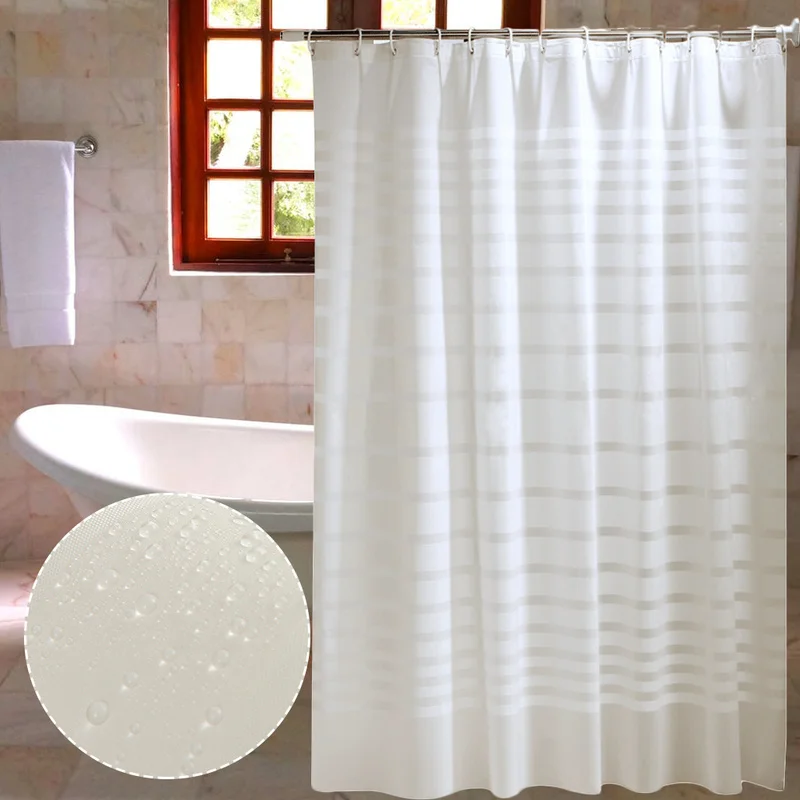 Пластиковая занавеска для душа s PEVA белая полосатая ванной дома отеля комнаты