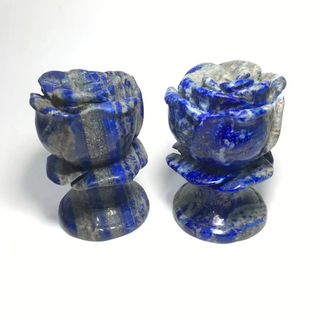 

Wholesale Beautiful Natural Lapis Lazuli Stone Rose Flowers For Healing Gift YHM