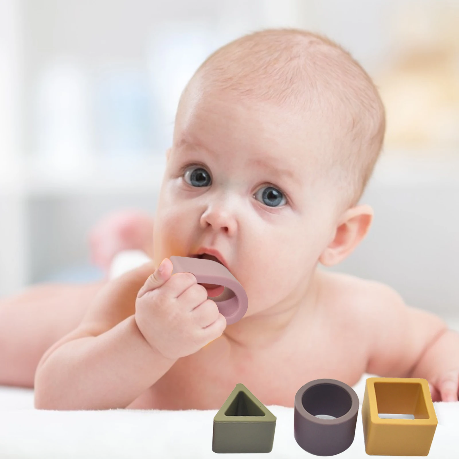 

Baby Silicone Stacking Sorting Toys Color Shape Recognition Toys Montessori Educational Beach Kids Pool Bathtub Toy