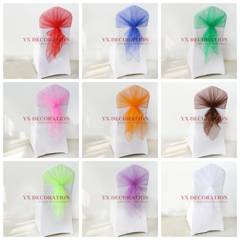 

65x140cm Organza Chair Hood Cap Sash Fit For Chair Cover Wedding Event Banquet Decoration