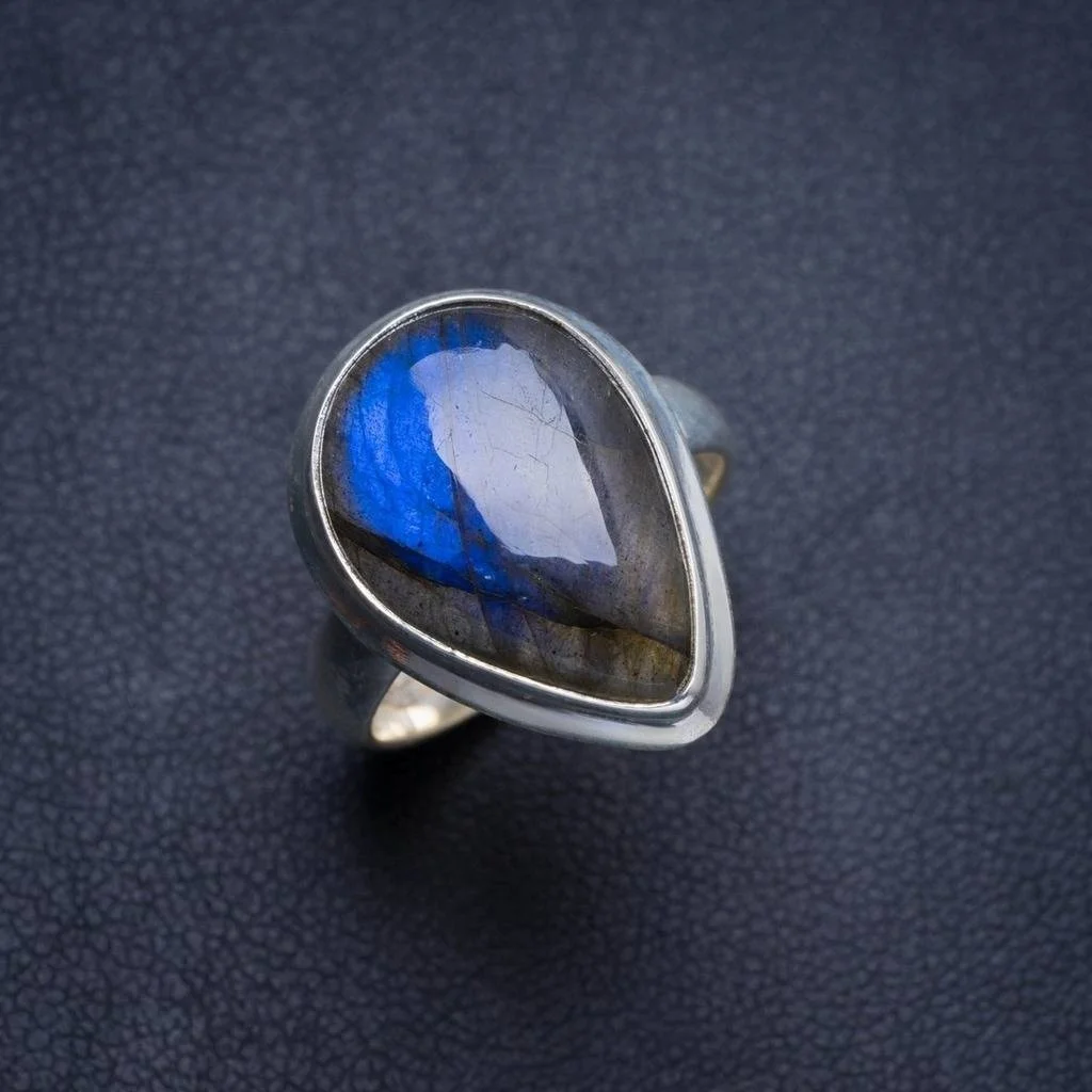 Кольцо из стерлингового серебра 925 пробы с натуральным голубым огнем и