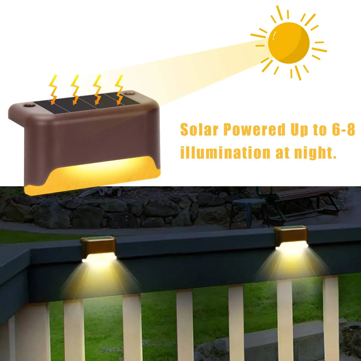 16 шт. ABS Патио Сад Белый теплый открытый светильник лестницы солнечное покрытие