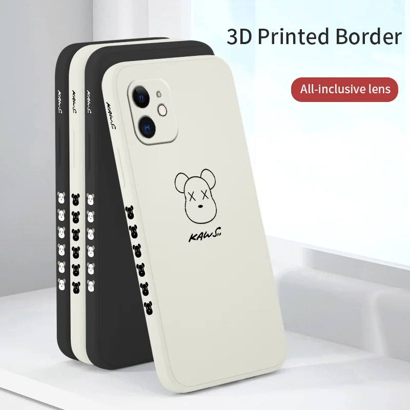 

The Bear ON The Side Phone Case For iPhone 12 Pro Max 11 X XS XR XSMAX SE2020 8 8Plus 7 7Plus 6 6S Plus Silicone Cover