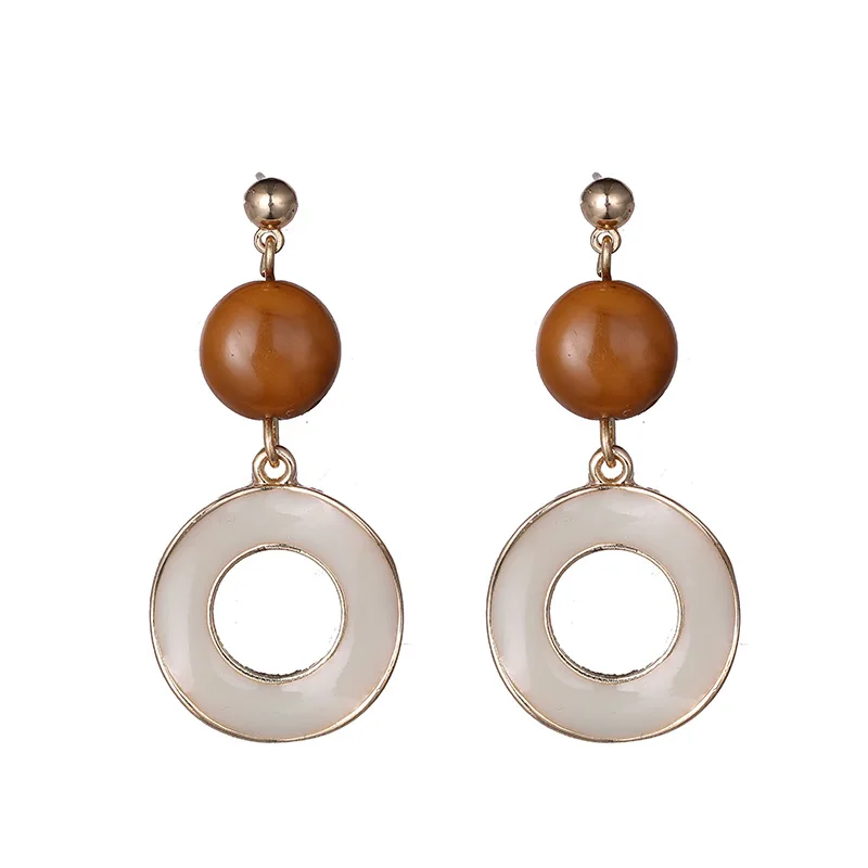 

2020 Fashion Vintage Resin Bead Drop Dangle Earrings For Women Round Circle Pendant Earrings Party Jewelry Gift Pendiente