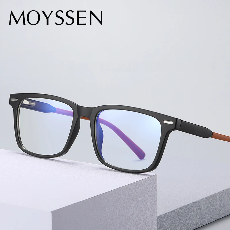 

2021 Men's Rivet Square Frame Blue Light Blocking Eyeglasses Women TR90 Big Vintage Frame Optical Finished Myopia Lenses Glasses