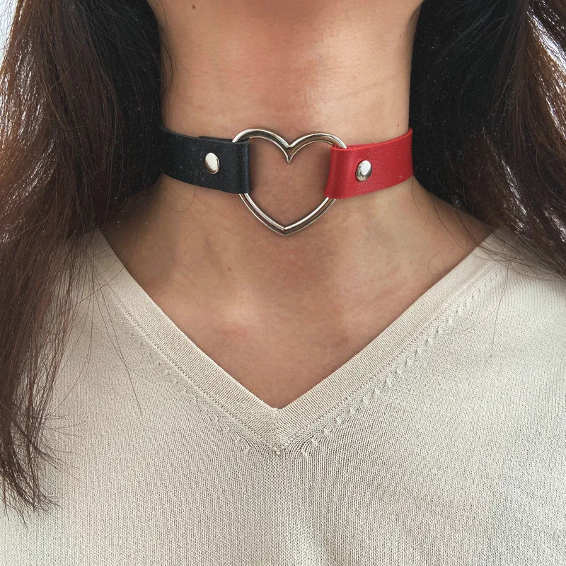 Simple Trendy Heart Shape Leather Necklace Party Jewelry Accessories For Women Wholesale