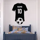 Виниловая наклейка на стену с именем и номером, футбольная рубашка, домашний декор для мальчиков, комната, спальня, детская комната, футбол, художественная Наклейка на стену 4728
