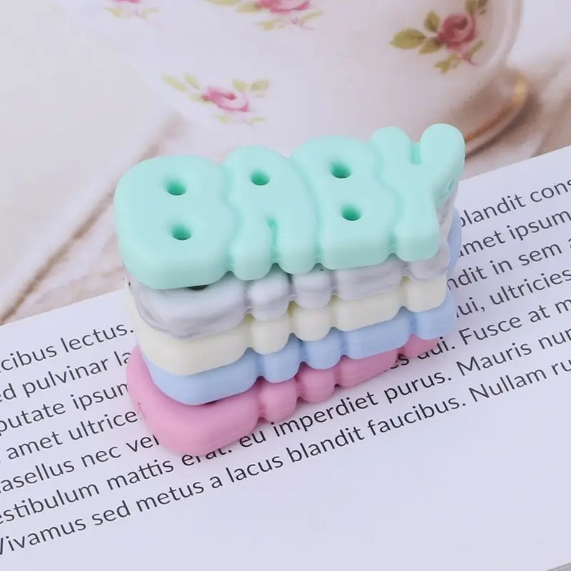 

Silicone Beads Baby Teether DIY Jewelry Necklace Pendant Teething Supplies Grind Bead Letters Newborn Oral Care Kids Products