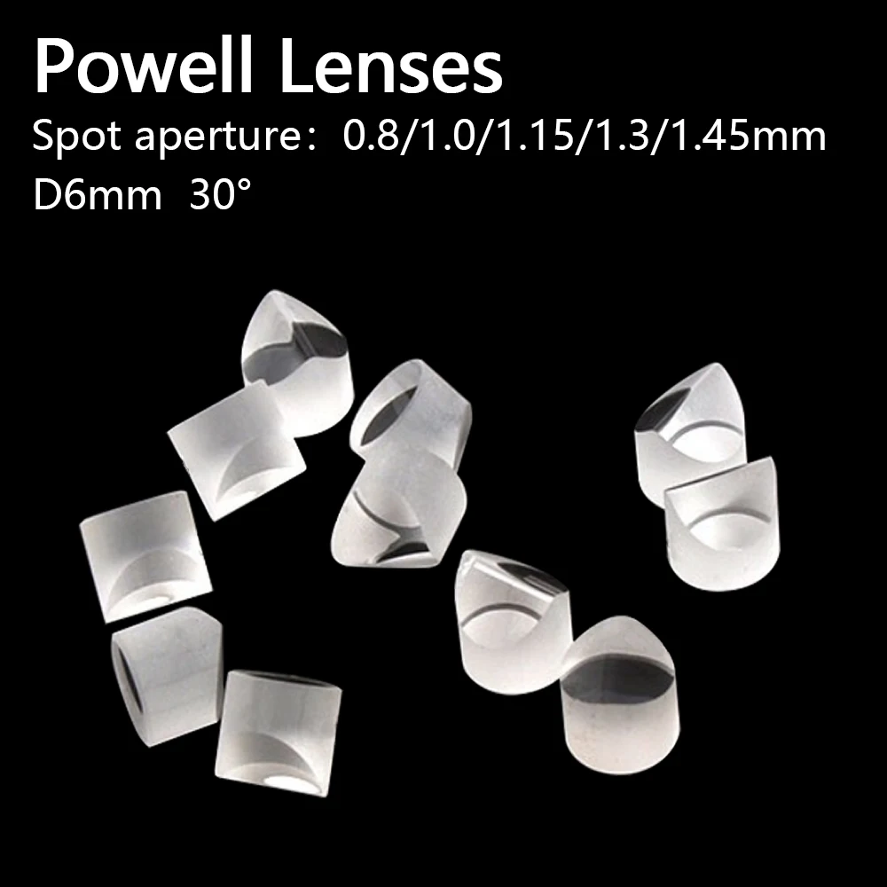 Powell-lente láser D6x6mm, ángulo de colisión, apertura de punto de 30 °, 0,8/1,0/1,15/1,3/1,45mm, mediciones, escaneo 3D, óptica de ubicación
