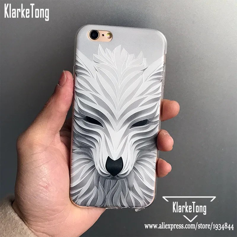 Роскошный 3D рельефный чехол для телефона iphone 12 11 8 7 6S Plus Xs с мультяшным волком
