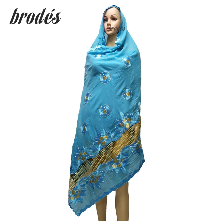 Новейшие африканские женские шарфы мусульманский шарф с вышивкой хлопковый