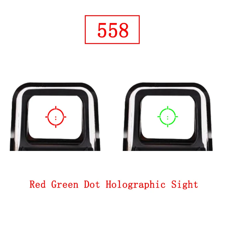 

Tactical 558 Red Green Dot Holographic Sight Reflex Optical Rifle Scope with 20mm Rail Mount for Hunting Shotgun Airsoft Sniper