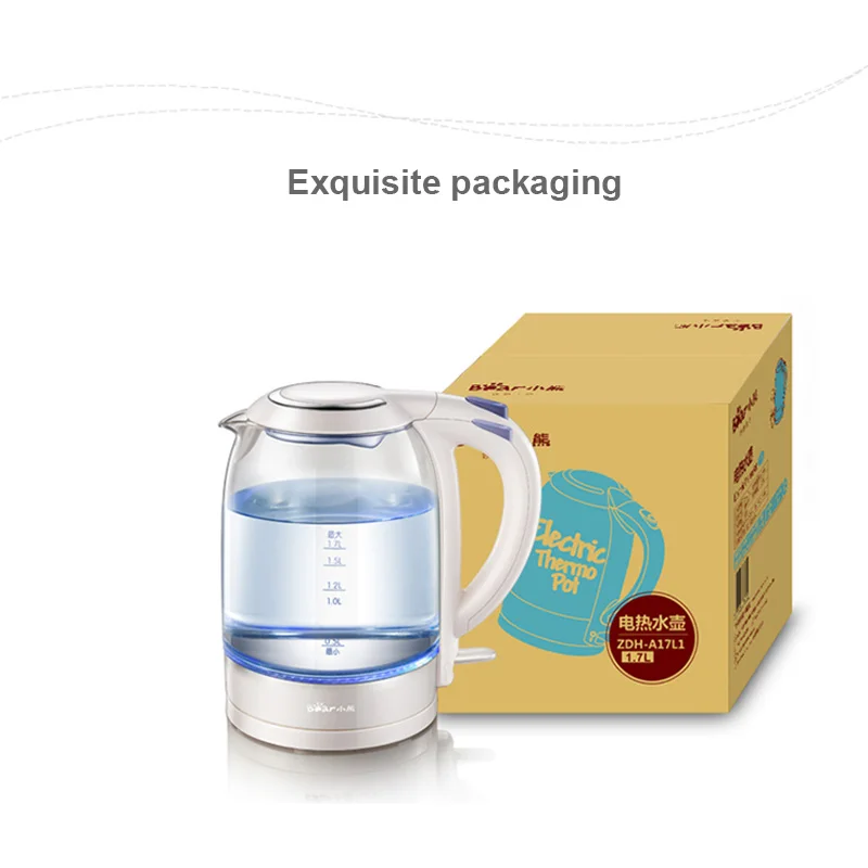 

1800W Household High Borosilicate Glass Electric Kettle Fast Heating Health Pot Kitchen Anti-Dry Burning Teapot 220V