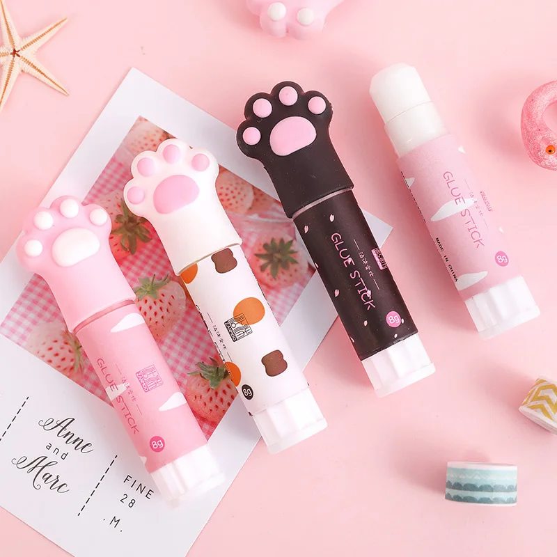 Каваи Пластиковые Твердые клеевые палочки милый кот коготь клей для бумажных