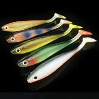 5pcs colorful wobbler t tail soft bait 9cm 5g groove swimbait rainbow fish lure