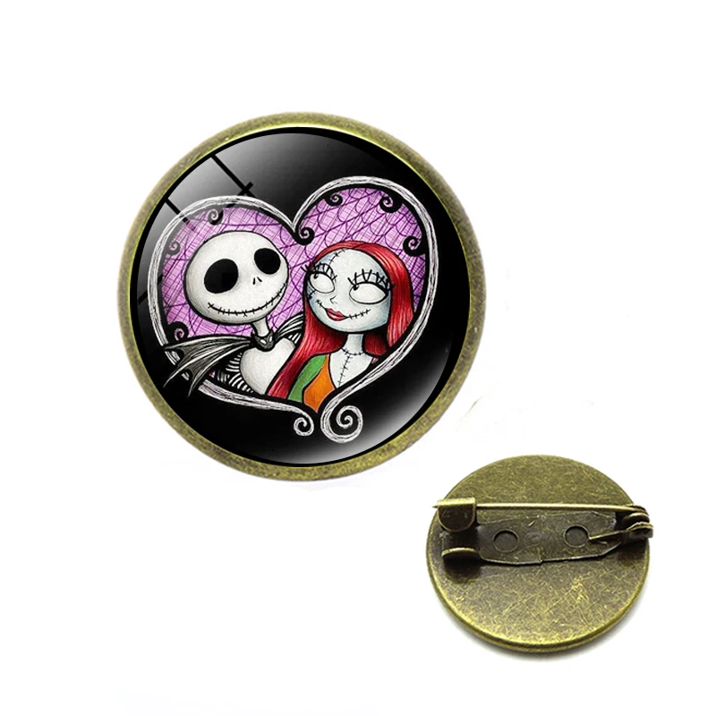 Кошмар перед рождественские броши Джек Скеллингтон и Салли булавки стеклянные