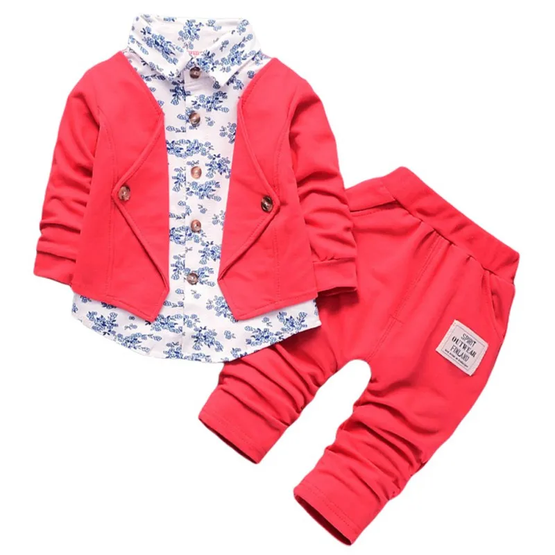 

Casual Cotton Boys Spring/fall Break 2 Long Sleeved Tops Trousers soft and breathable 2 Pieces suitable for 6M-4Y baby boy