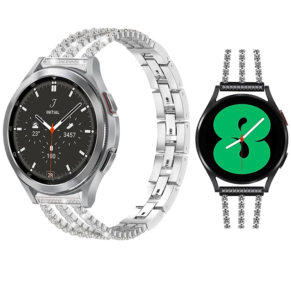 

Ремешок металлический для Samsung Galaxy Watch 4 Classic, браслет со стразами для наручных часов, 46 мм 42 мм 44 мм 40 мм