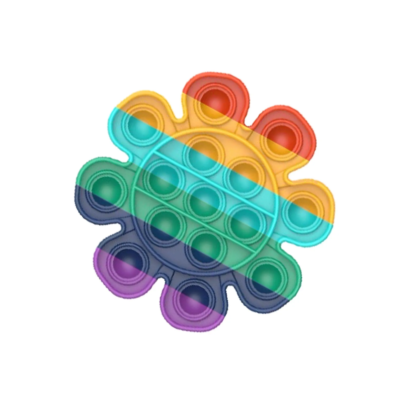 

1PC New Soft Silicone Squeeze Bubble Sensory Toy Rainbow Color Flower Desktop Educational Stress Reliever Toy For Kids Adults