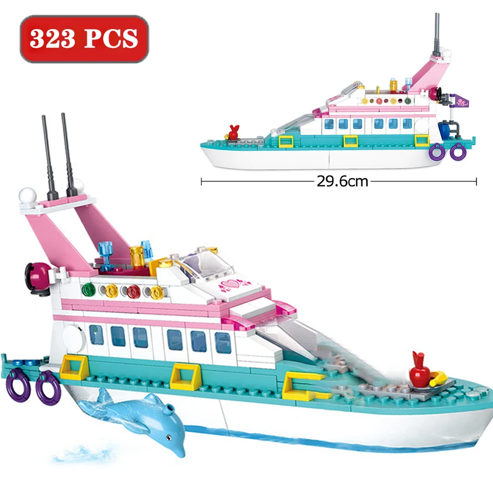 323 шт. новый город подруг Розовая мечта роскошная яхта модель строительные блоки