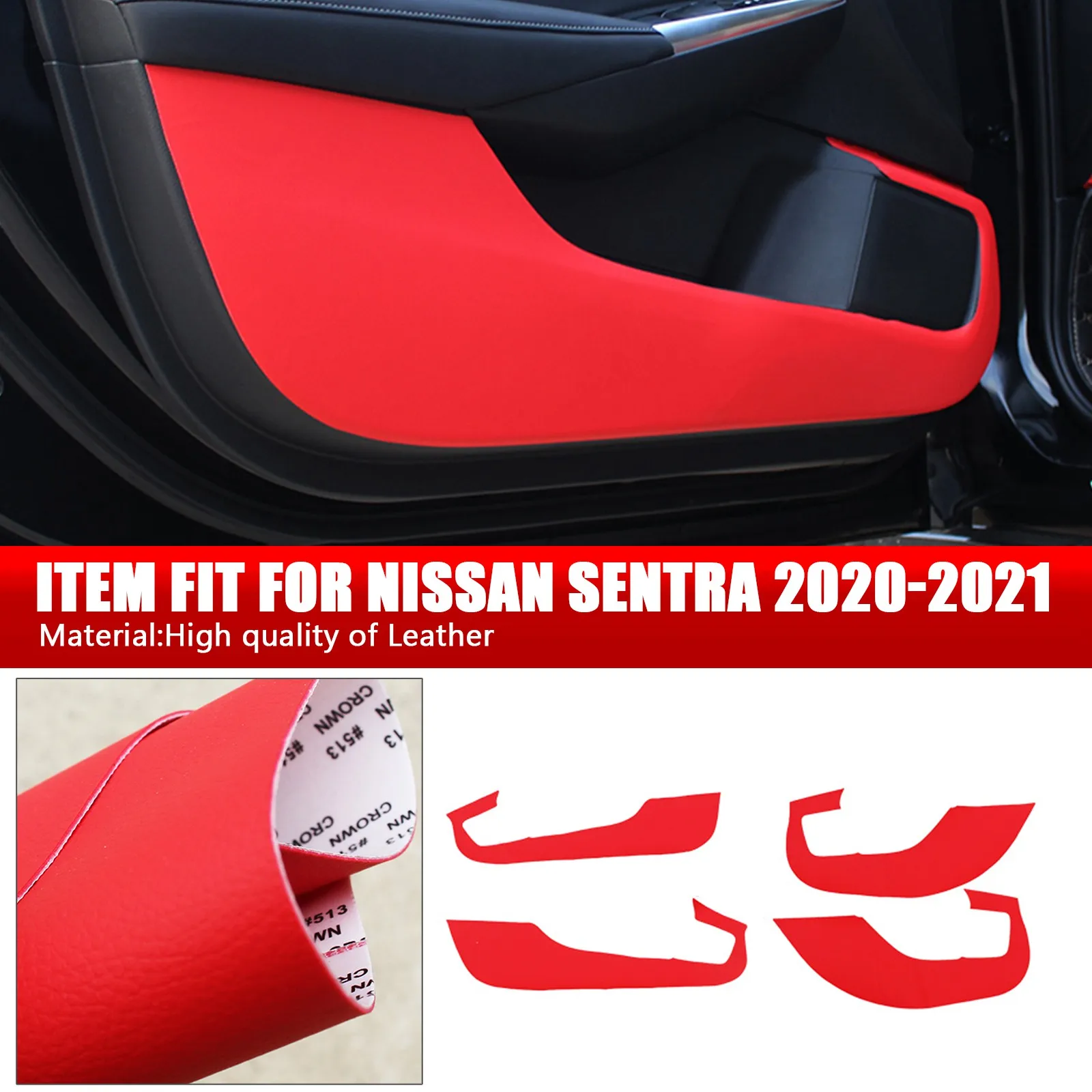 

Car Door Anti Kick Pad Protective Cover Sticker Leather Trim For Nissan Sentra 2020-2021