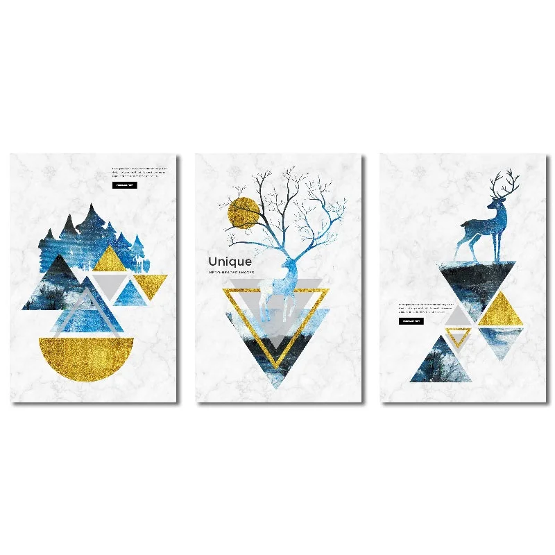 

Posters Golden Plants Deer Graphics Canvas Painting Posters and Prints Wall Pictures Decoration for Living Room and bedroom 3Pcs