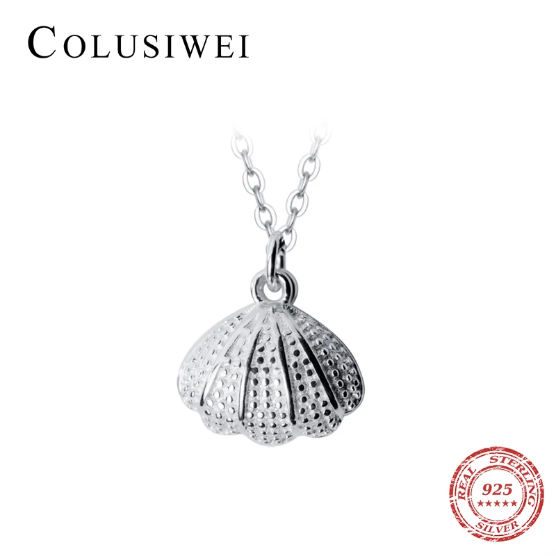 

Colusiwei 2019 New Trendy Genuine 925 Sterling Silver Natural Freshwater Pearl Pendant Necklace for Women Shell Design Jewelry