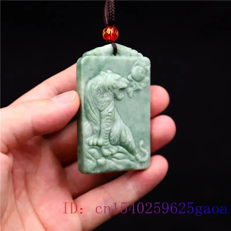 

Jade Tiger Pendant Accessories Jewelry Natural Chinese Women Fashion Gifts Gemstone Charm Necklace Carved Amulet