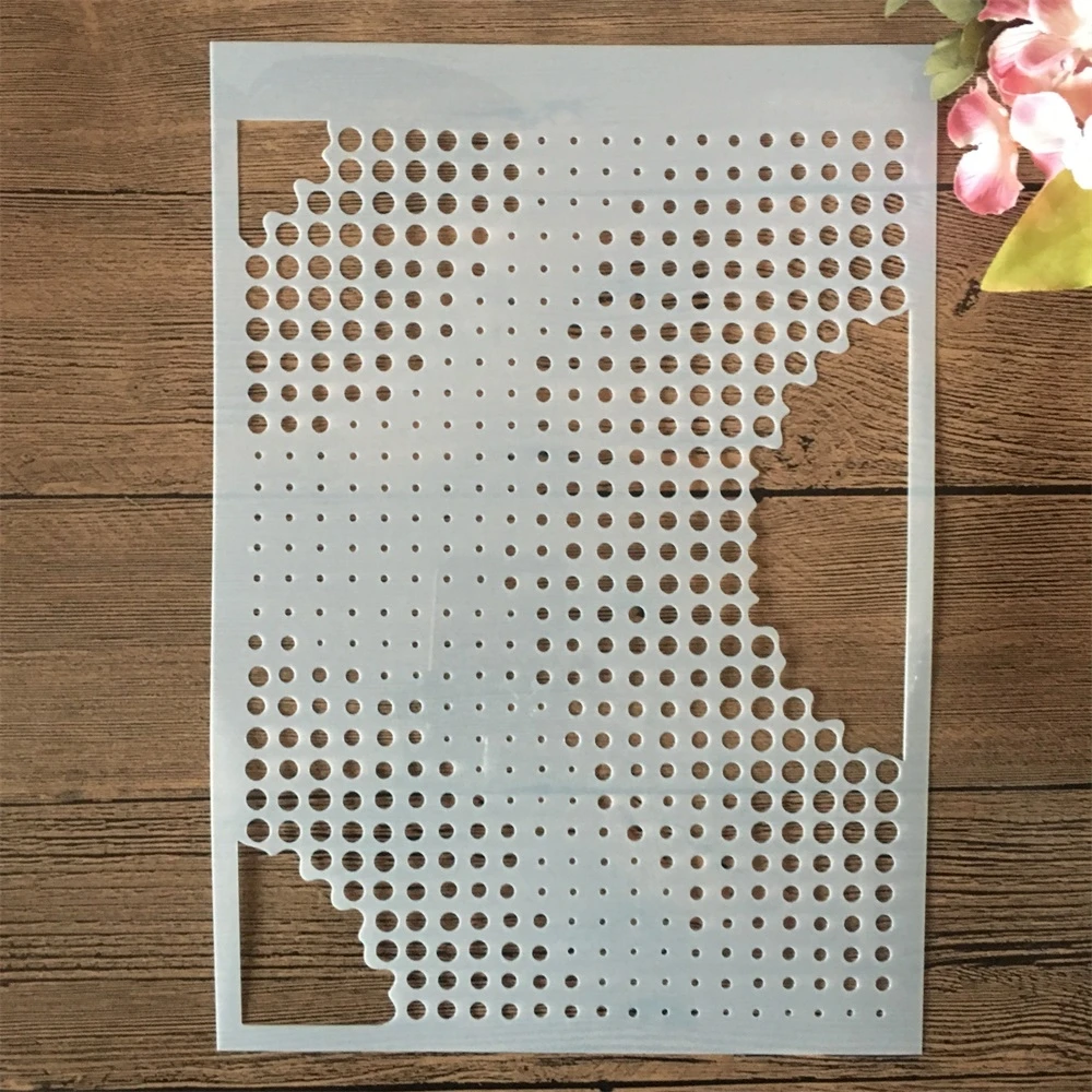 

A4 29cm Gradiant Geometry Dot Texture DIY Layering Stencils Painting Scrapbook Emboss Hollow Embellishment Printing Lace Ruler