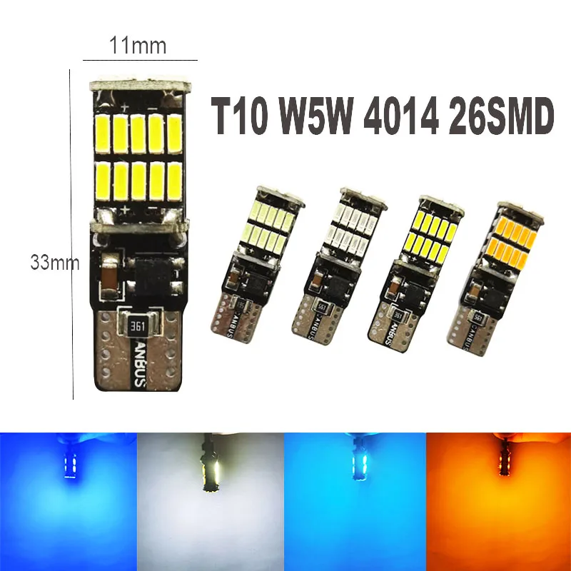 20 шт. Акция 10 w5w canbus автомобильное Внутреннее освещение 194 501 led 26 4014 детской ЛАМПЫ