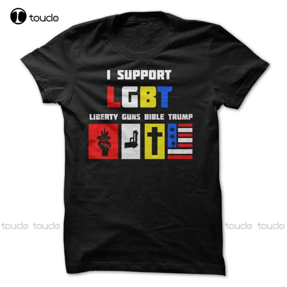 

I Support ЛГБТ свобода пистолеты Библия Трамп рубашки забавные для мужчин новейшие модные рукава хлопковая Футболка Модные Пользовательские ф...