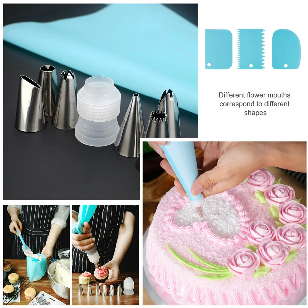 

Cake Decorating Set 20 Pcs/set Stainless Pastry Nozzles Set Confectionery Bag Baking Tools For Cakes
