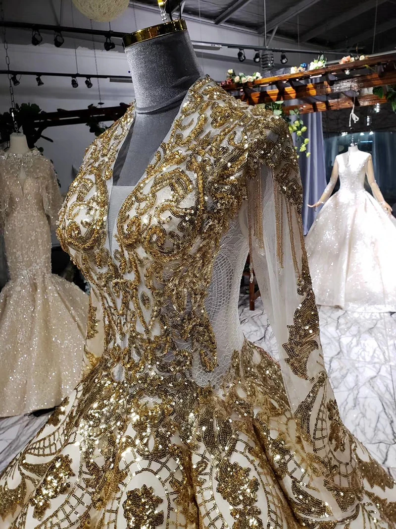 

BGW 21330ht Luxury Evening Dress Sleeves Ball Gown Beading Sequined Pleat Ruched Sweep Train Dress Evening Robe Longue Soiree