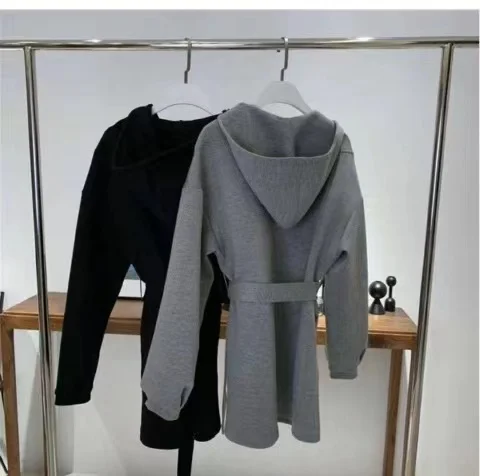 

2021 Hooded Sweater New Medium and Long Pullover Sweater Coat Female