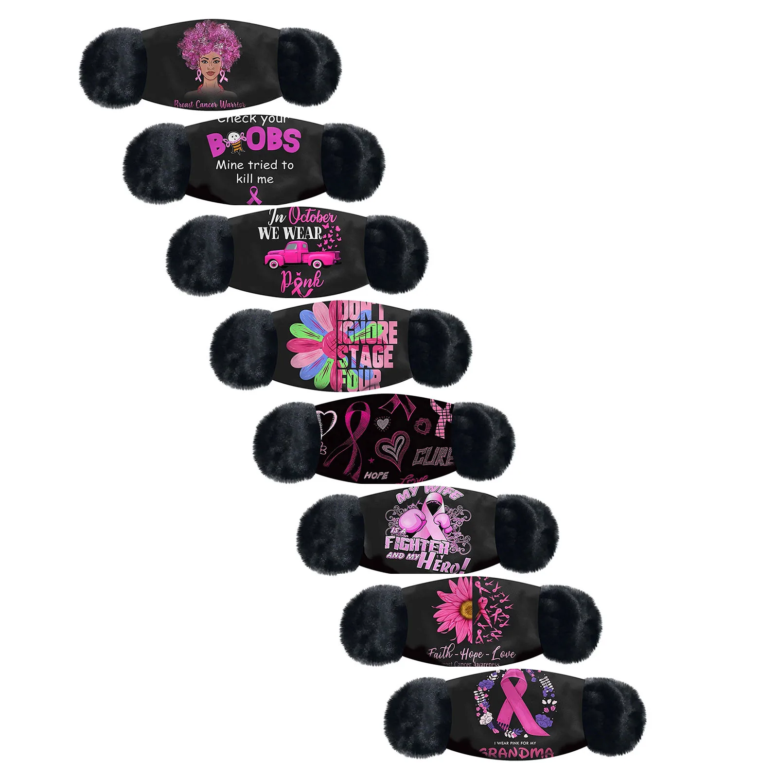 8 шт унисекс мода для взрослых Зимние Маска розовой лентой 2021 теплой одежды с