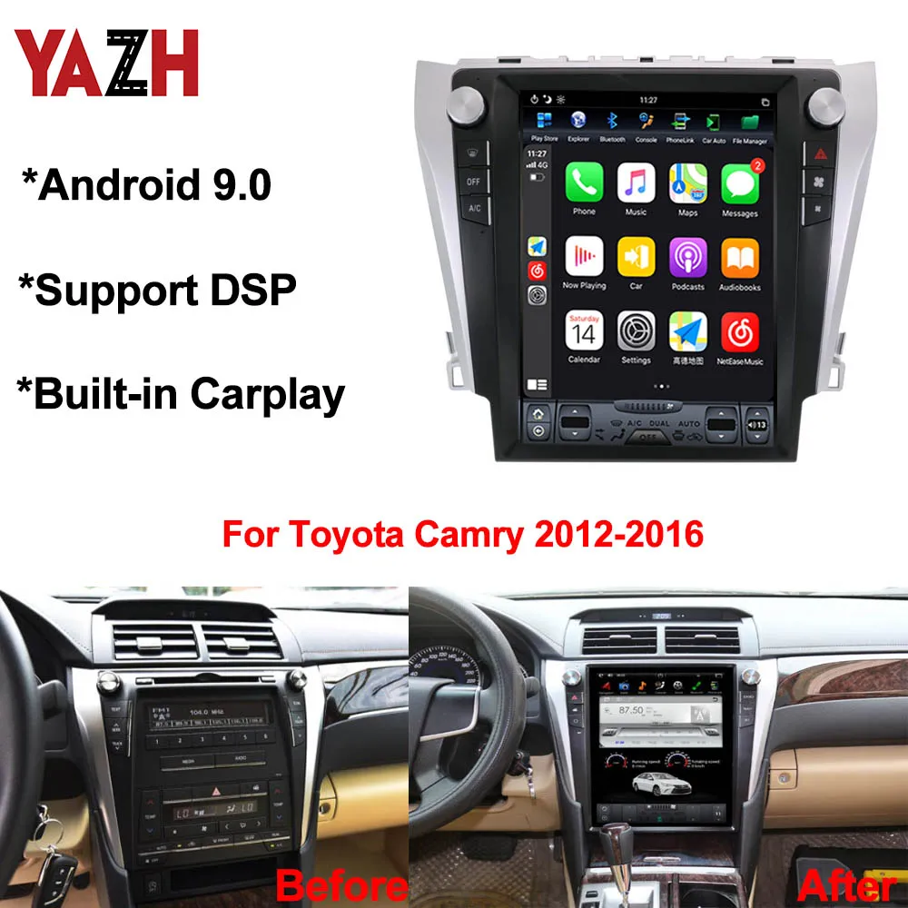 Автомагнитола YAZH Android 9 0 для Toyota Camry 2012 2013 2014 2015 2016 с 4 + 32 ГБ 12 1 &quotIPS Bluetooth 5 головное