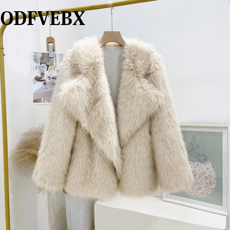 

Furry Faux Fur Coats Women Fluffy Top Coat Winter Imitated Fox Fur Coat Fashion Elegant Thick Warm Outerwear Female Plush Coats