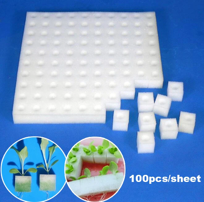 100pcs/sheet Garden Cultivation Plant White Sponge Soilless Culture Planting Hydroponic Vegetables Nursery Pots Cloning Collar