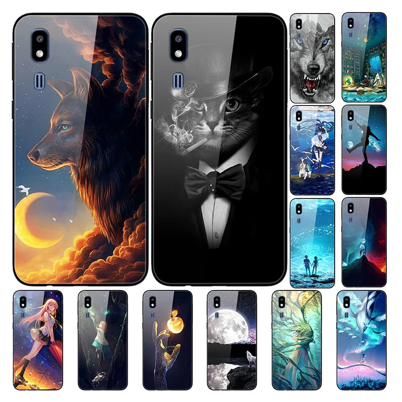 

Case For Samsung Galaxy A2 CORE Back Phone Cover Black Silicone Bumper With Tempered Glass Series 3