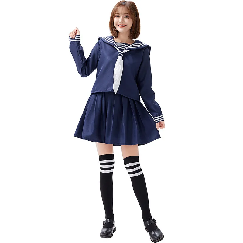 Женская темно синяя школьная форма JK аниме карнавальный костюм| |