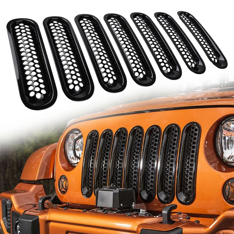 

7 Pcs / Set Front Grill Mesh Inserts Accessories Clip-in Deflector Guard For Jeep Wrangler Jk